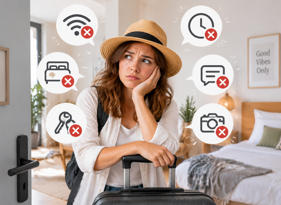 photo d'une femme deçu de son logement airbnb